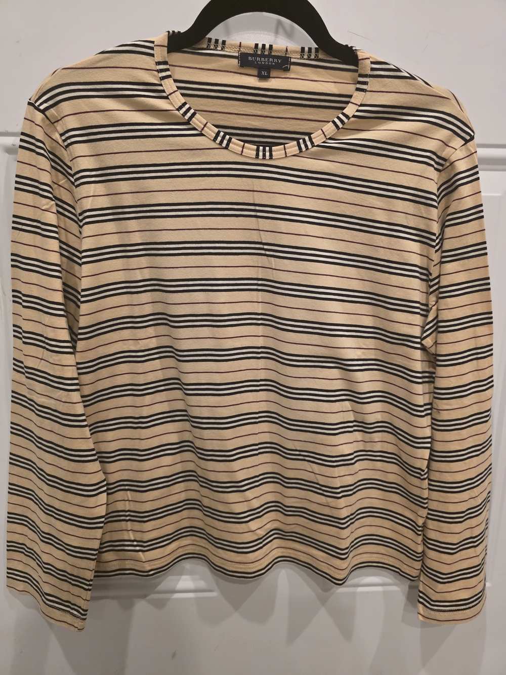Burberry Women’s Beige Striped Long-Sleeve Top